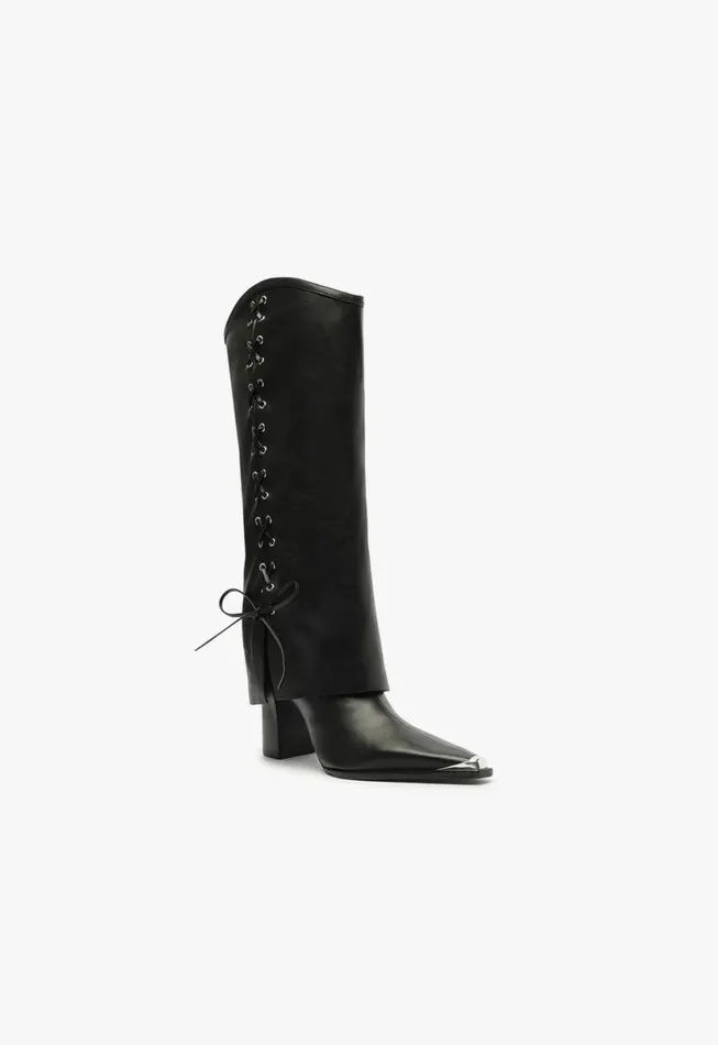 Women Boots Schutz Shoes Raffaela Cloak Eyelets Boot Black