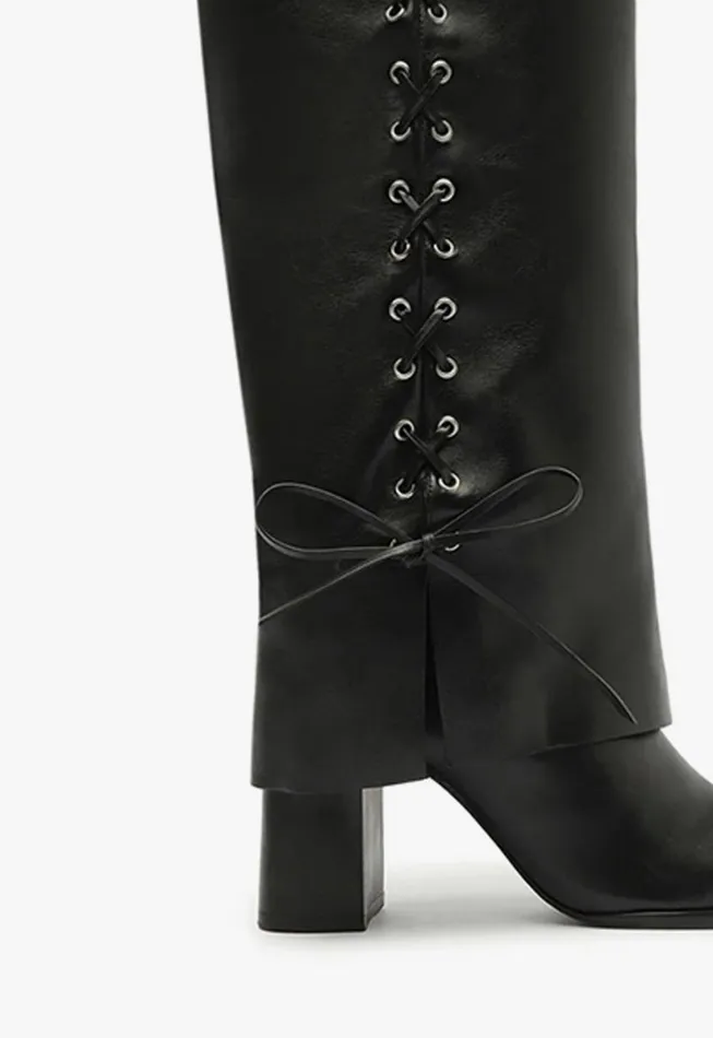 Women Boots Schutz Shoes Raffaela Cloak Eyelets Boot Black