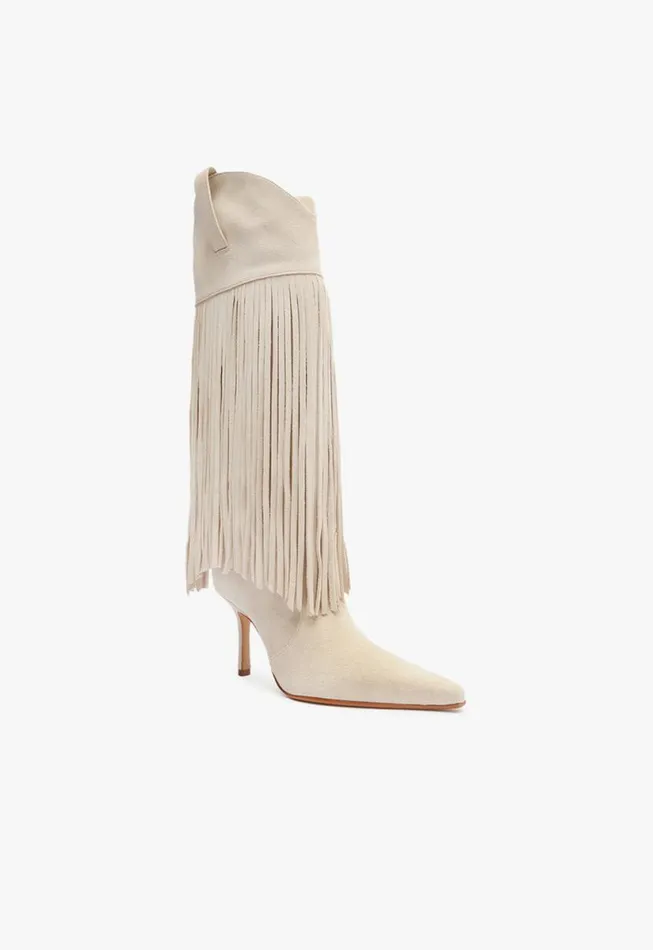 Women Boots Schutz Shoes Raffaela Up Fringes Boot Off White