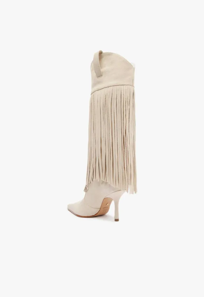 Women Boots Schutz Shoes Raffaela Up Fringes Boot Off White