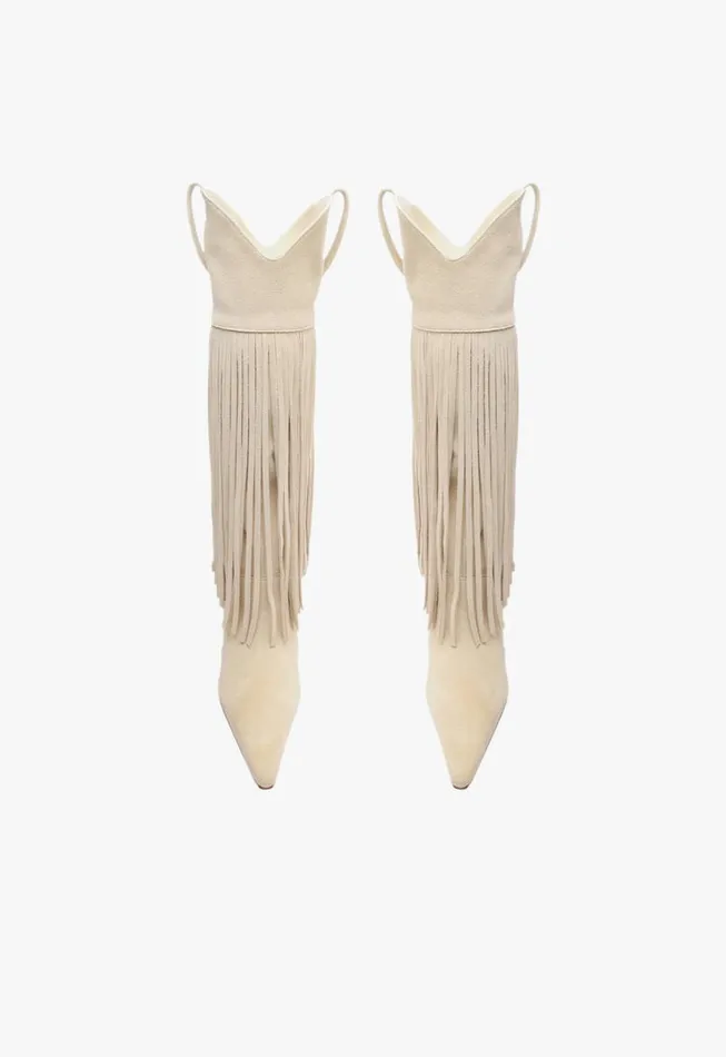 Women Boots Schutz Shoes Raffaela Up Fringes Boot Off White