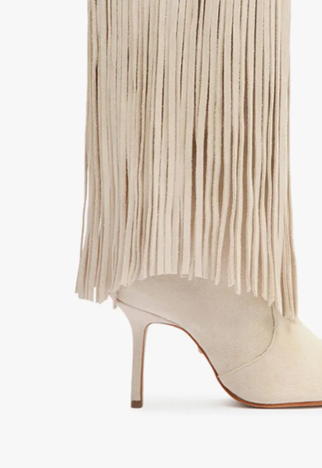 Women Boots Schutz Shoes Raffaela Up Fringes Boot Off White