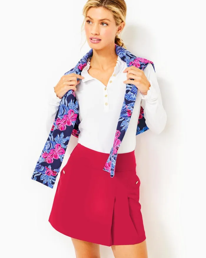 Women Bottoms Lilly Pulitzer UPF 50 Luxletic Antibes Skort Poinsettia Red
