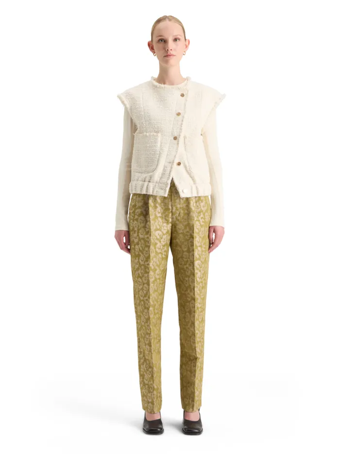 Women BOUCLE TWEED COLLARLESS GILET Soft Ice Melange Scotch and Soda Blazers