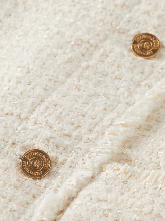 Women BOUCLE TWEED COLLARLESS GILET Soft Ice Melange Scotch and Soda Blazers