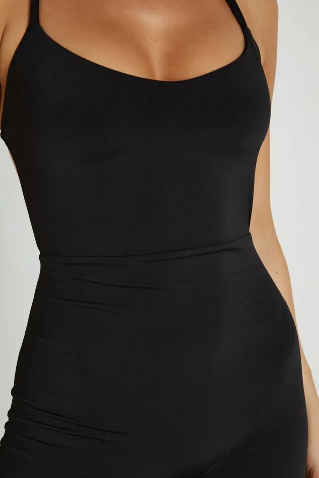 Women Brinley Slinky Jersey Jumpsuit 8211 Black Black Meshki Wedding Guests