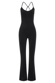 Women Brinley Slinky Jersey Jumpsuit 8211 Black Black Meshki Wedding Guests
