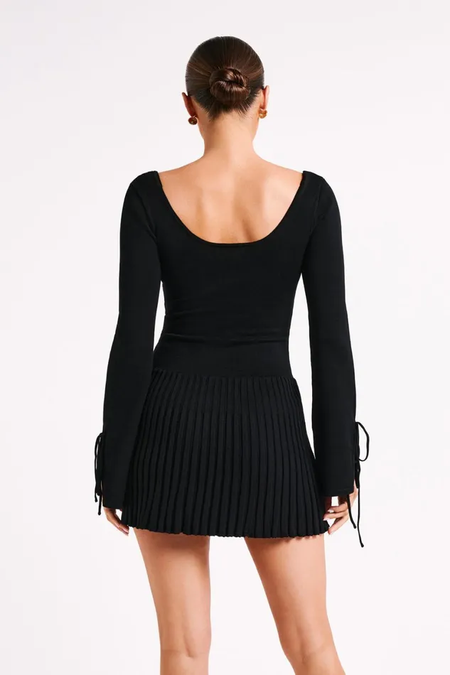Women Britney Long Sleeve Knit Mini Dress 8211 Black Black Meshki Mini Dresses