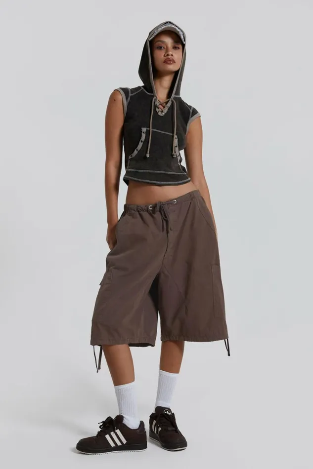 Women Brown Parachute Cargo Shorts Brown Jaded London Parachute Pants Women Brown Parachute Cargo Shorts Brown Jaded London Parachute Pants