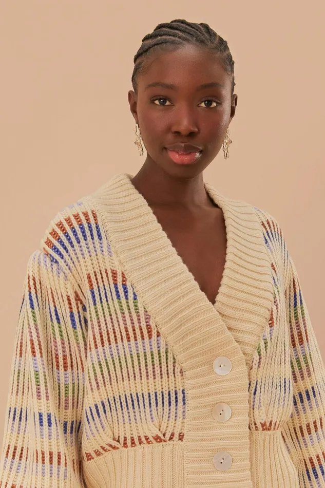 Women Cardigans Farm Rio Bold Stitch Knit Cardigan