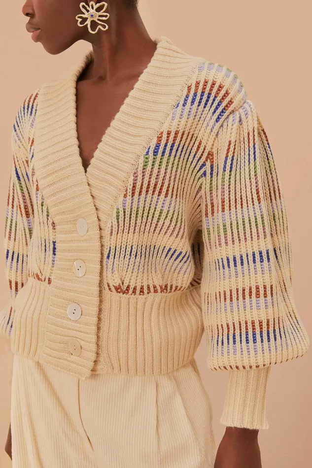Women Cardigans Farm Rio Bold Stitch Knit Cardigan