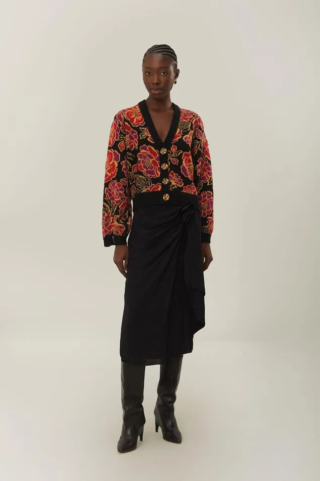 Women Cardigans Farm Rio Shiny Chita Knit Cardigan