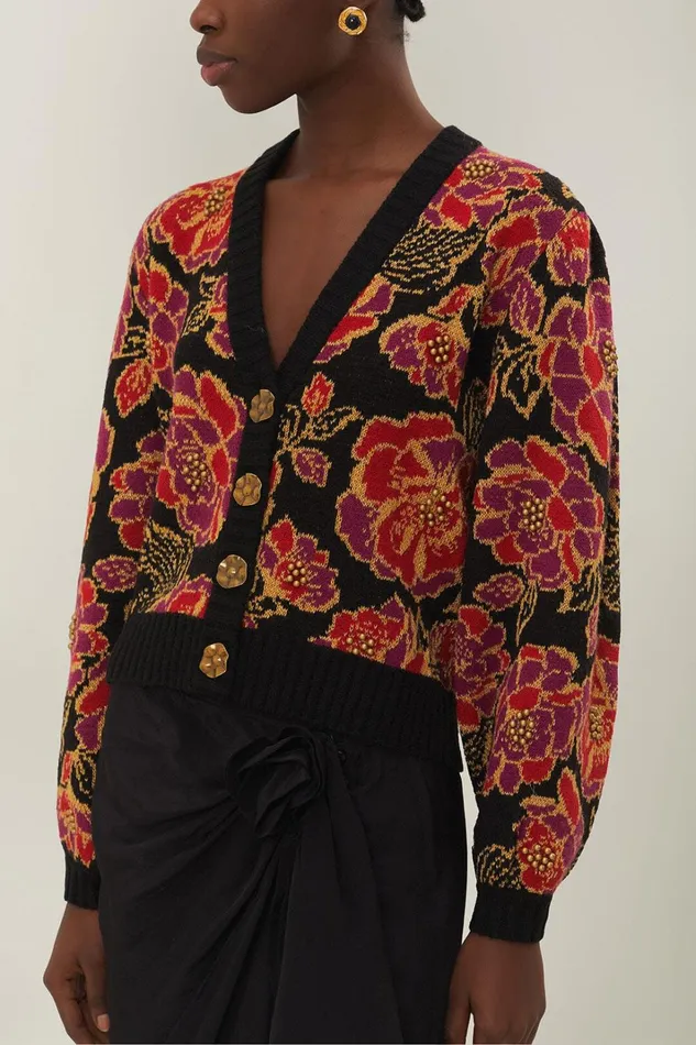 Women Cardigans Farm Rio Shiny Chita Knit Cardigan