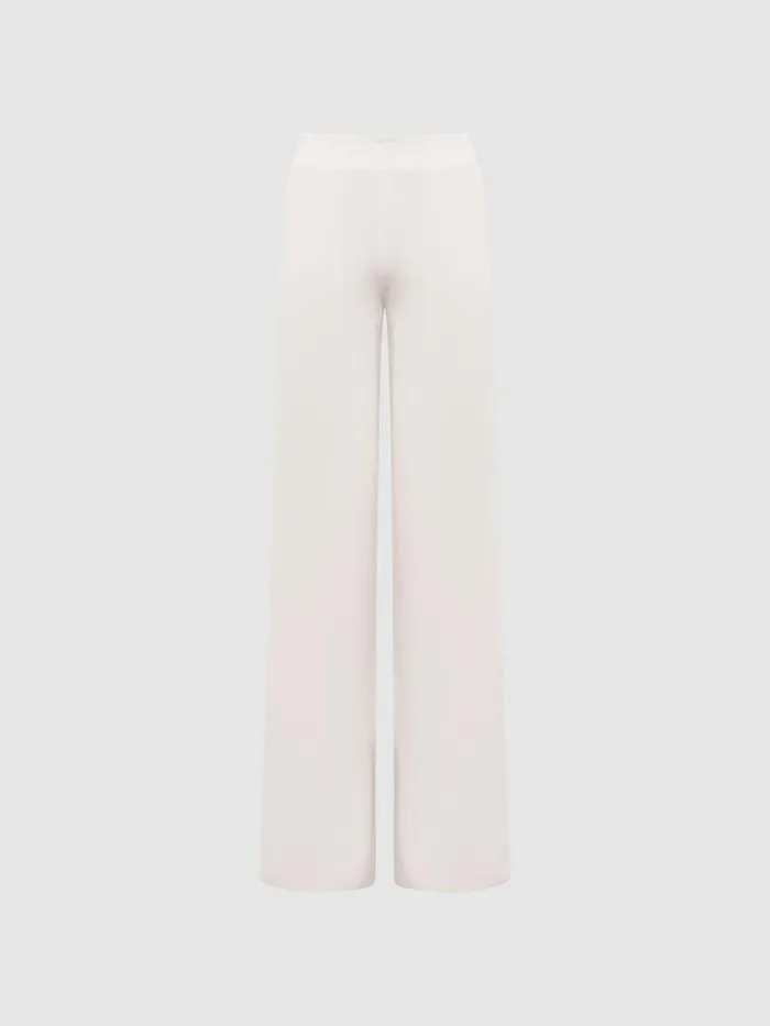 Women Carlie Mid Rise Wide Leg Trousers Cream Reiss Trousers
