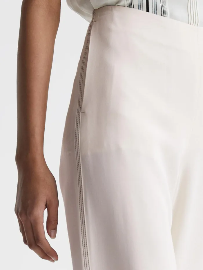 Women Carlie Mid Rise Wide Leg Trousers Cream Reiss Trousers