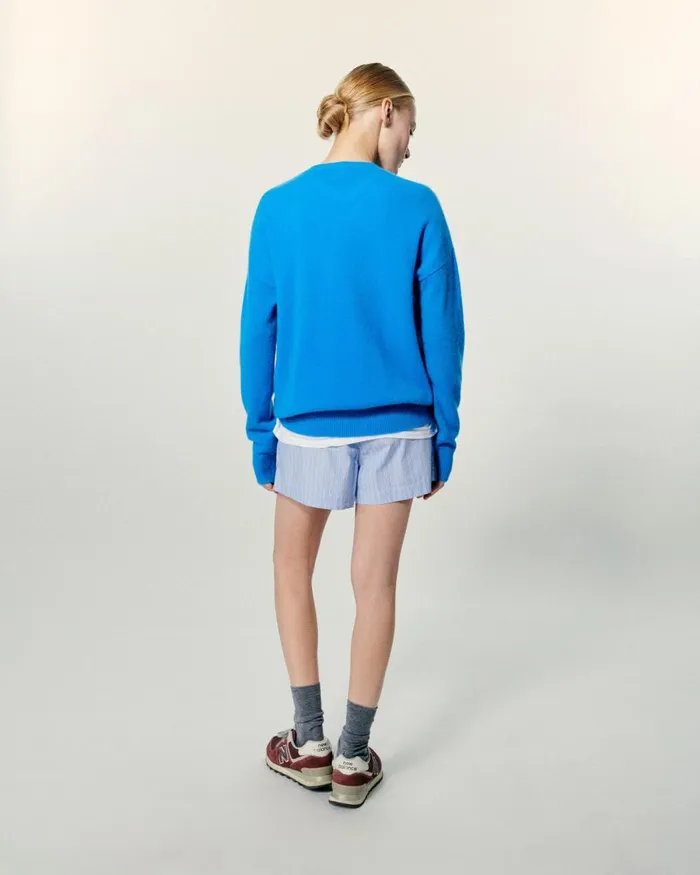 Women Cashmere Sweaters From Future Keep It Tasty Crewneck Sweater Surf Blue
