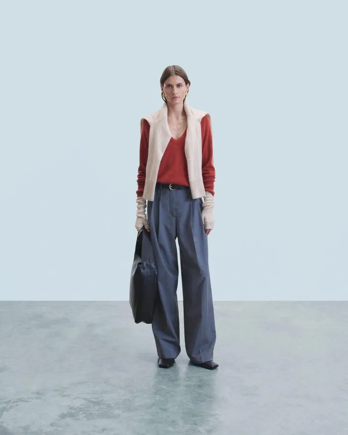 Women Cashmere Sweaters From Future Light Oversized VNeck Sweater Terracotta