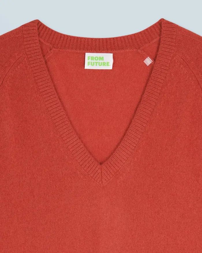 Women Cashmere Sweaters From Future Light Oversized VNeck Sweater Terracotta