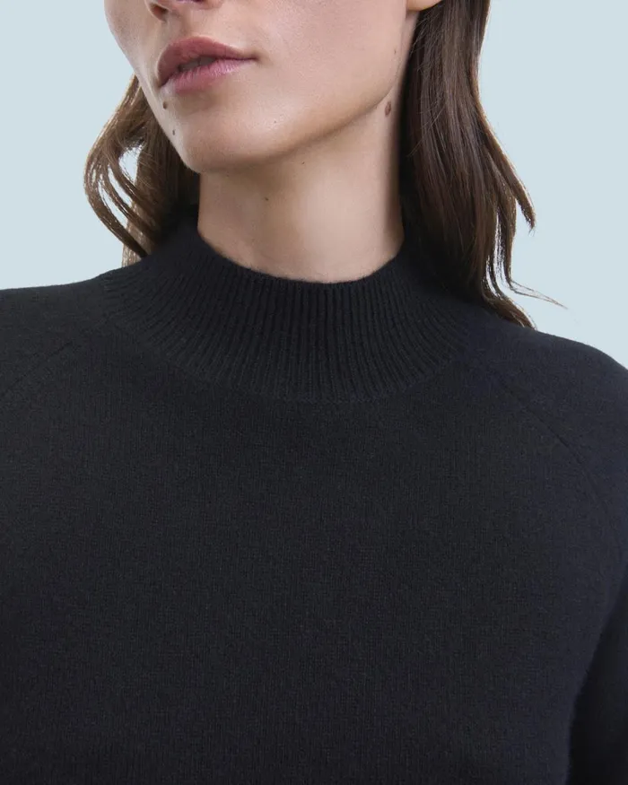 Women Cashmere Sweaters From Future Lightweight Mock Neck Sweater Black