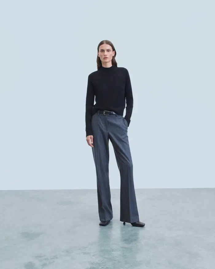 Women Cashmere Sweaters From Future Lightweight Mock Neck Sweater Black