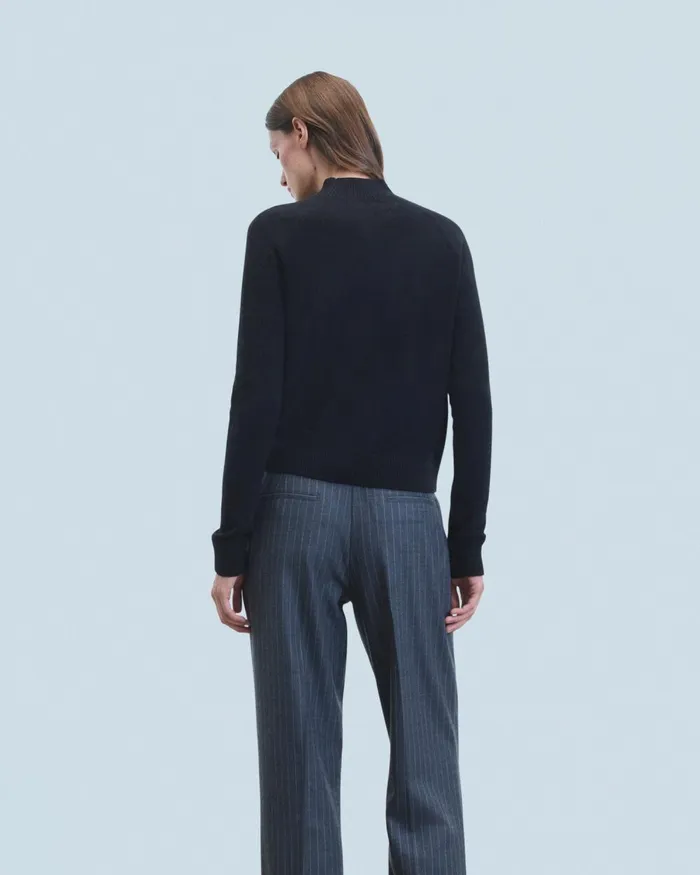 Women Cashmere Sweaters From Future Lightweight Mock Neck Sweater Black