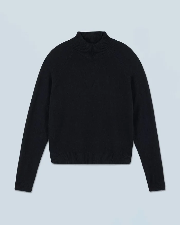 Women Cashmere Sweaters From Future Lightweight Mock Neck Sweater Black