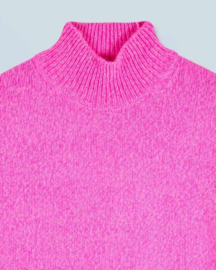 Women Cashmere Sweaters From Future Oversized Mock Neck Sweater Bright Pink Mou