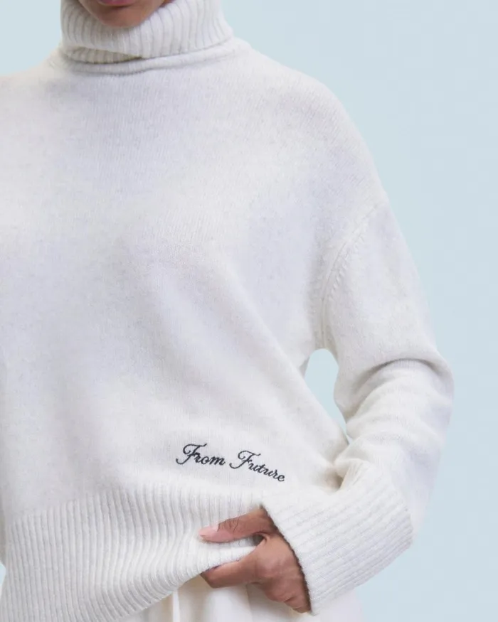 Women Cashmere Sweaters From Future Turtleneck Sweater Heathered Ecru