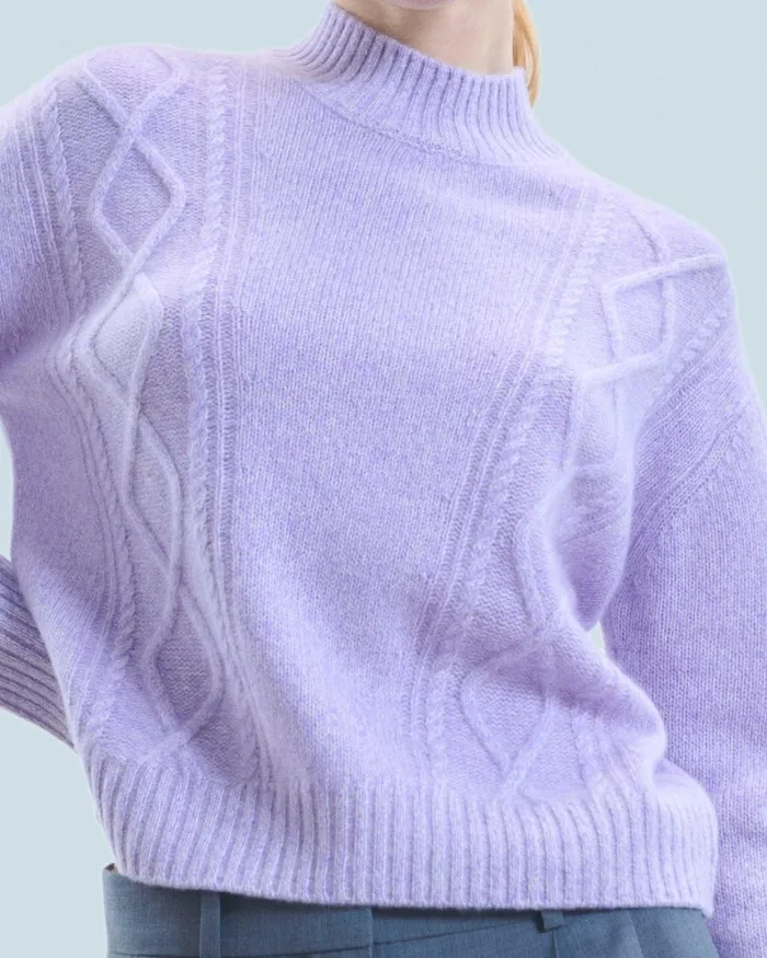 Women Cashmere Sweaters From Future Twisted Mock Neck Sweater Lilac