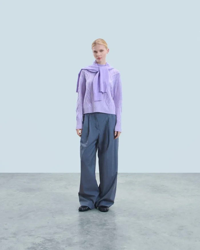 Women Cashmere Sweaters From Future Twisted Mock Neck Sweater Lilac