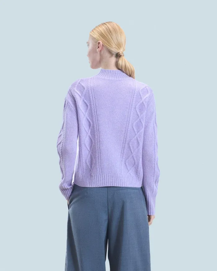 Women Cashmere Sweaters From Future Twisted Mock Neck Sweater Lilac