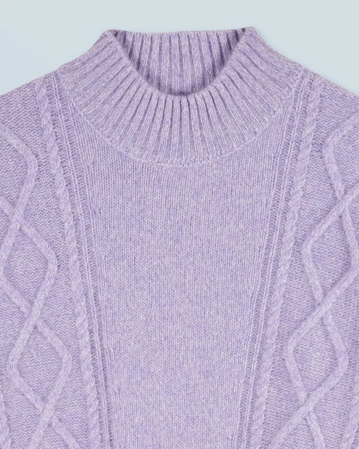 Women Cashmere Sweaters From Future Twisted Mock Neck Sweater Lilac