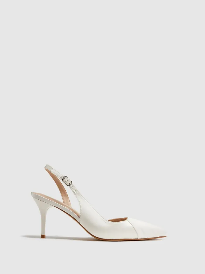 Women Cecily Pointed Court Shoes Off White Reiss Heels