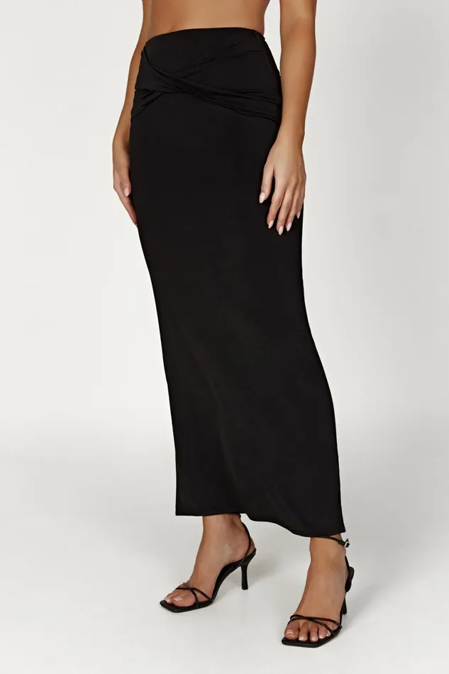 Women Ceri Maxi Twist Skirt 8211 Black Black Meshki Skirts