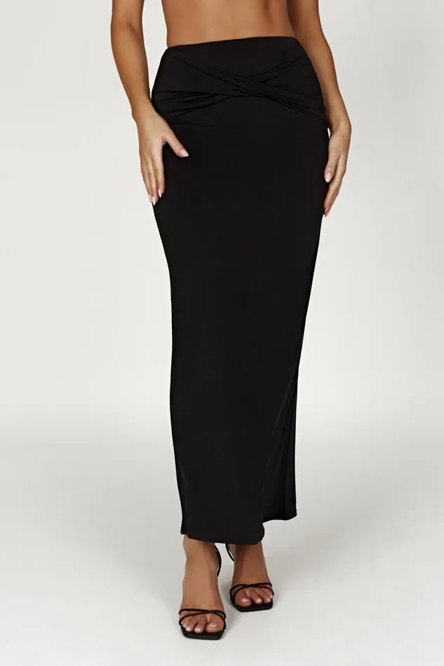 Women Ceri Maxi Twist Skirt 8211 Black Black Meshki Skirts
