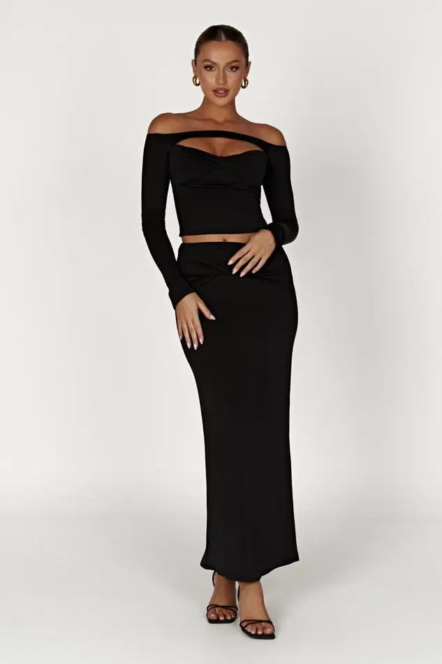 Women Ceri Maxi Twist Skirt 8211 Black Black Meshki Skirts