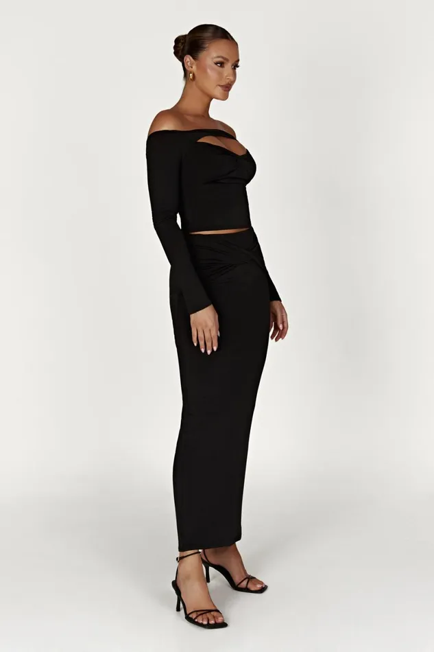 Women Ceri Maxi Twist Skirt 8211 Black Black Meshki Skirts