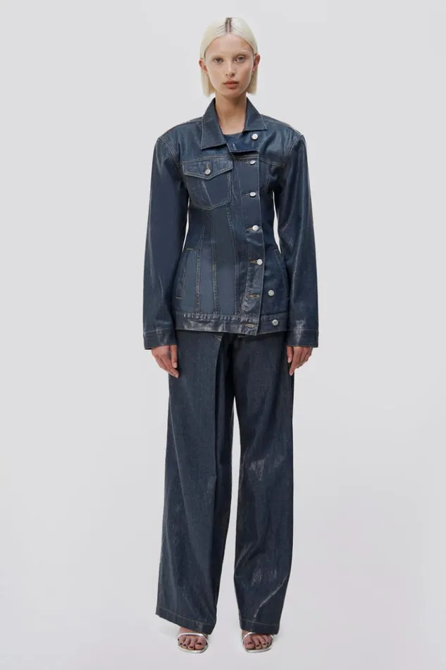 Women Chantal Jacket Coated Indigo Jonathan Simkhai Denim