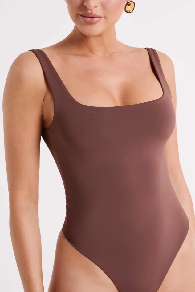 Women Charlie Scoop Neck Bodysuit 8211 Mocha Mocha Meshki Bodysuits