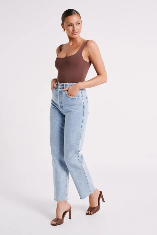Women Charlie Scoop Neck Bodysuit 8211 Mocha Mocha Meshki Bodysuits