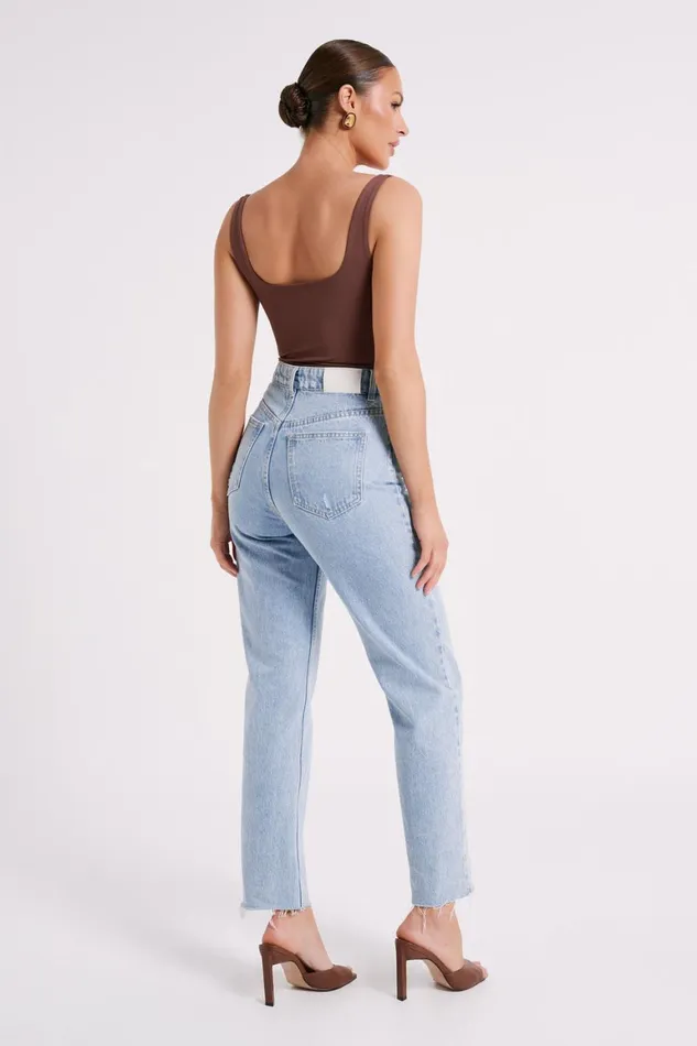 Women Charlie Scoop Neck Bodysuit 8211 Mocha Mocha Meshki Bodysuits