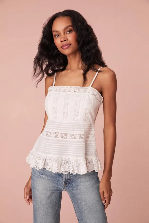 Women Charlieann Cami Top Bright White LoveShackFancy Tops