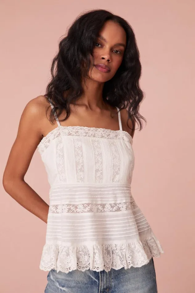 Women Charlieann Cami Top Bright White LoveShackFancy Tops