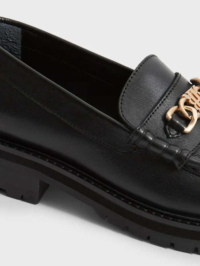 Women Charlotte Leather Loafers Black Reiss Flats