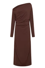 Women Christabel Recycled Nylon Ruched Midi Dress 8211 Chocolate Chocolate Meshki Midi Dresses