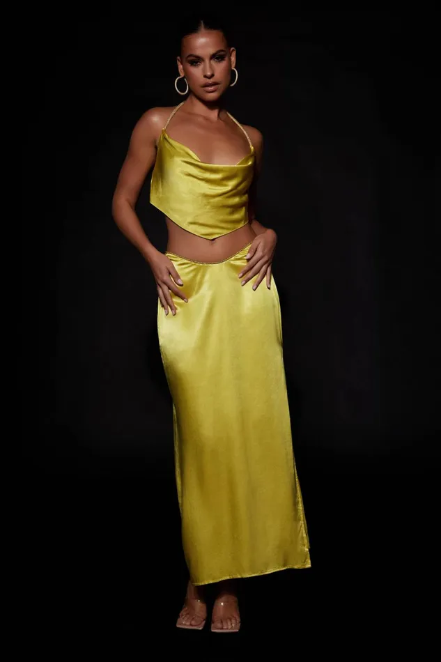 Women Christie Diamante Rope Maxi Skirt 8211 Chartreuse Chartreuse Meshki Skirts Women Christie Diamante Rope Maxi Skirt 8211 Chartreuse Chartreuse Meshki Skirts