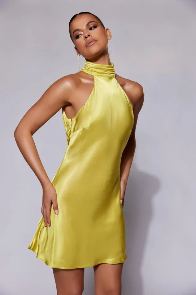 Women Claire A Line Micro Mini Dress 8211 Chartreuse Chartreuse Meshki Mini Dresses