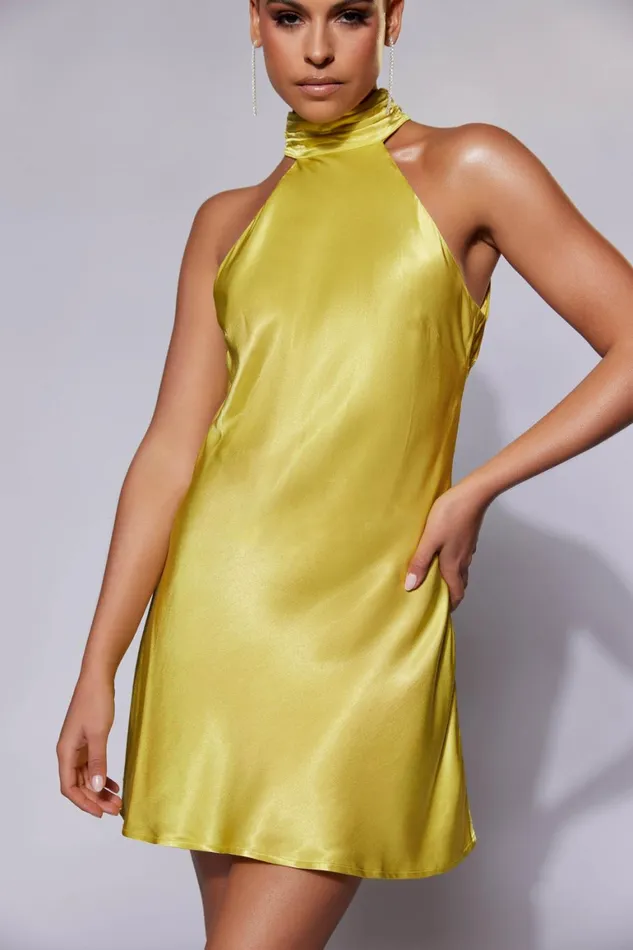 Women Claire A Line Micro Mini Dress 8211 Chartreuse Chartreuse Meshki Mini Dresses