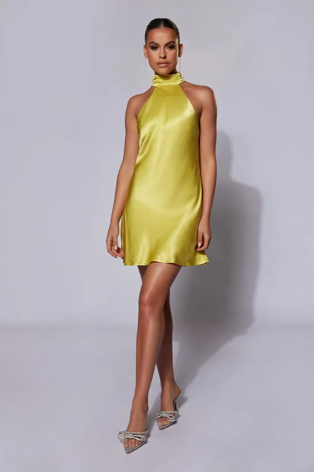 Women Claire A Line Micro Mini Dress 8211 Chartreuse Chartreuse Meshki Mini Dresses