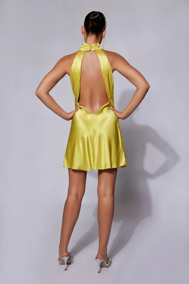Women Claire A Line Micro Mini Dress 8211 Chartreuse Chartreuse Meshki Mini Dresses
